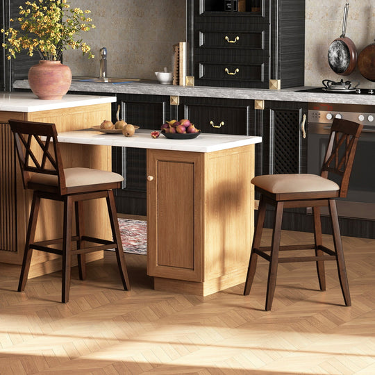 24 Inch Counter Height Barstools Set of 2 with Backrest and Seat Cushion