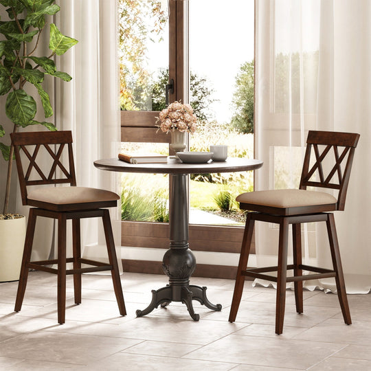 24 Inch Counter Height Barstools Set of 2 with Backrest and Seat Cushion