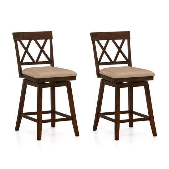 24 Inch Counter Height Barstools Set of 2 with Backrest and Seat Cushion