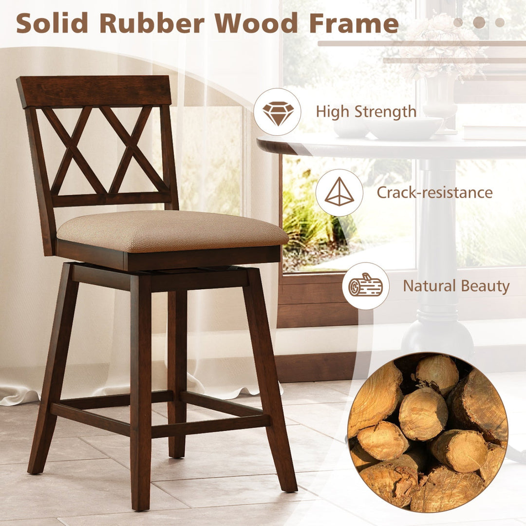 24 Inch Counter Height Barstools Set of 2 with Backrest and Seat Cushion