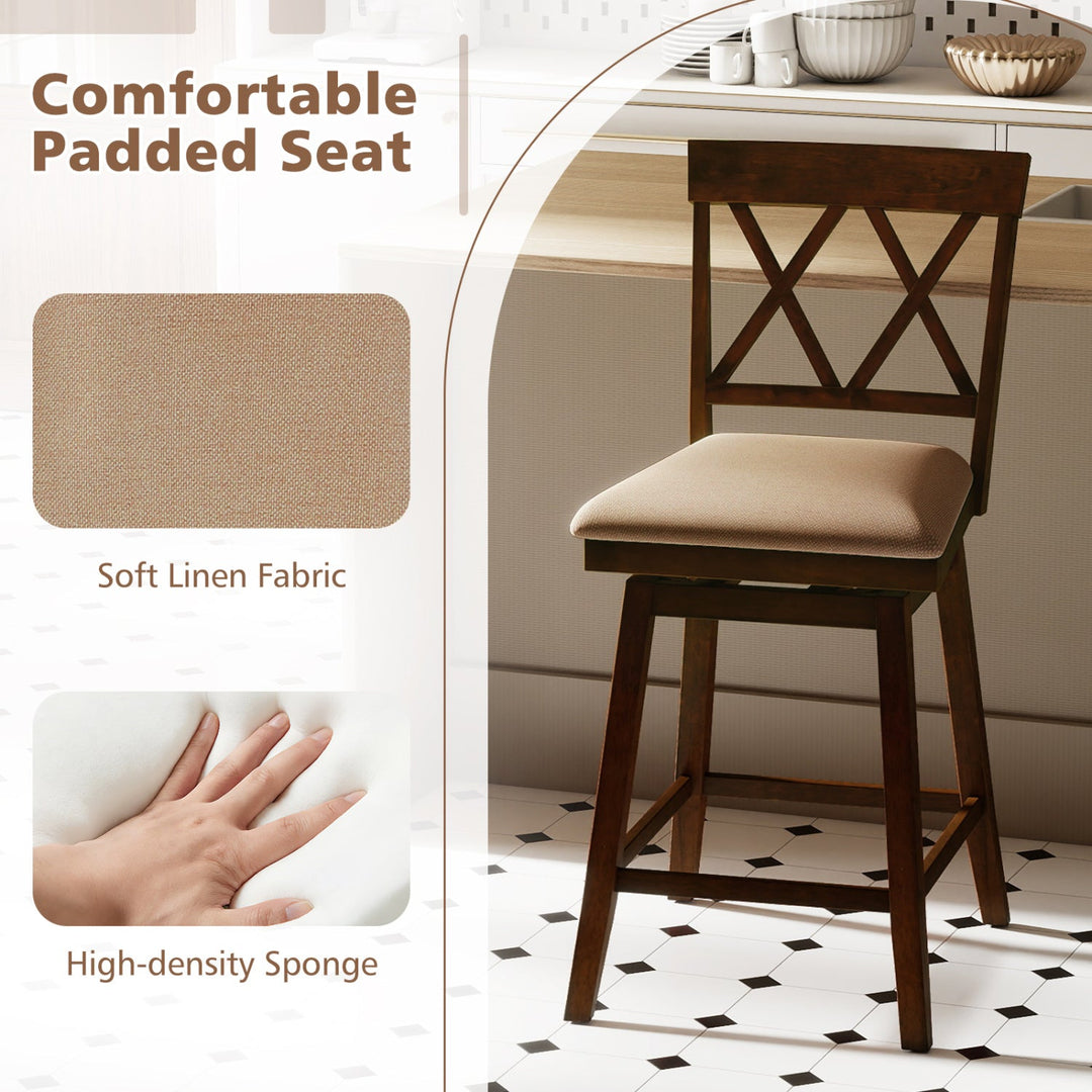 24 Inch Counter Height Barstools Set of 2 with Backrest and Seat Cushion