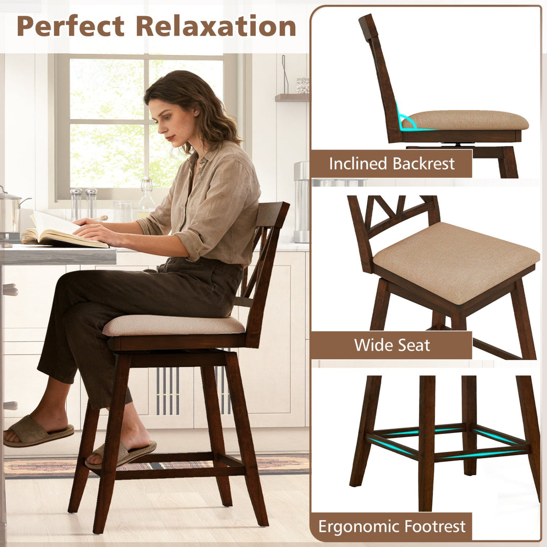 24 Inch Counter Height Barstools Set of 2 with Backrest and Seat Cushion