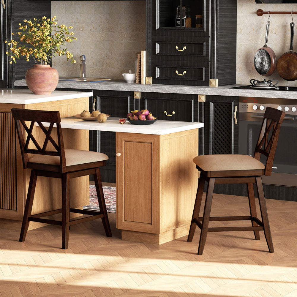 24 Inch Counter Height Barstools Set of 2 with Backrest and Seat Cushion