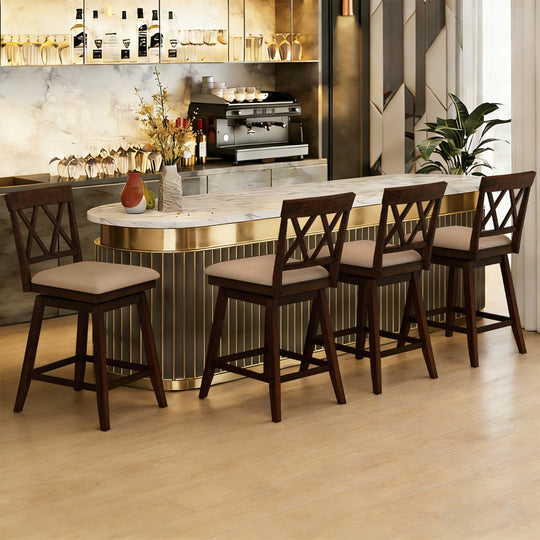 24 Inch Counter Height Barstools Set of 2 with Backrest and Seat Cushion