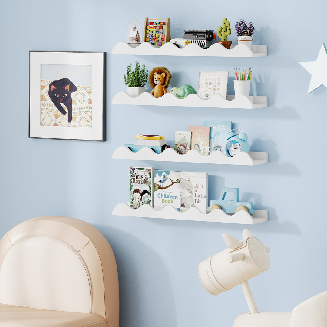 Wall-Mounted Picture Ledge Shelf Set of 4 - 24 Inch White