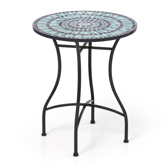 24 Inch Patio Bistro Table with Ceramic Tile Tabletop