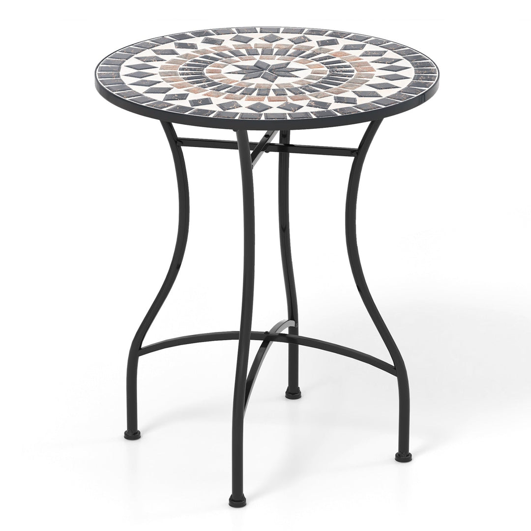 24 Inch Patio Bistro Table with Ceramic Tile Tabletop