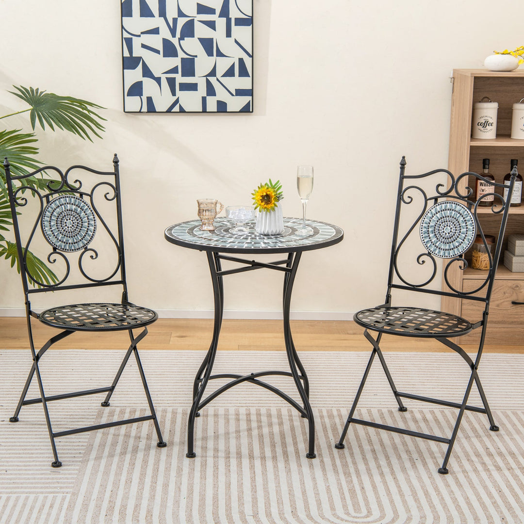 24 Inch Patio Bistro Table with Ceramic Tile Tabletop