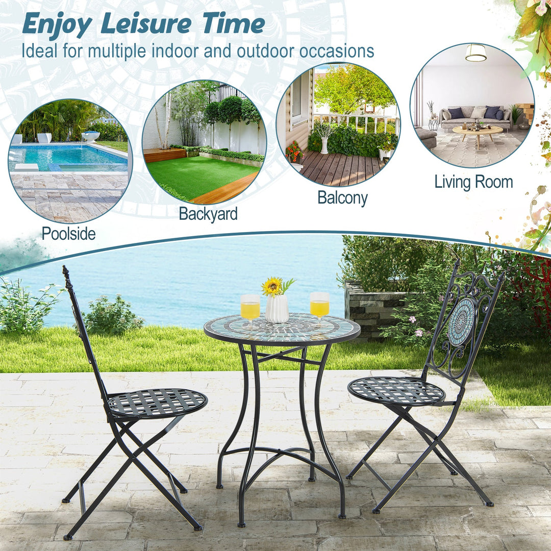 24 Inch Patio Bistro Table with Ceramic Tile Tabletop