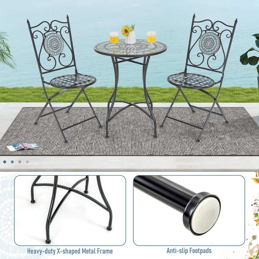 24 Inch Patio Bistro Table with Ceramic Tile Tabletop