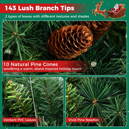 24 Inch Pre-Lit Artificial Christmas Wreath with LED Lights