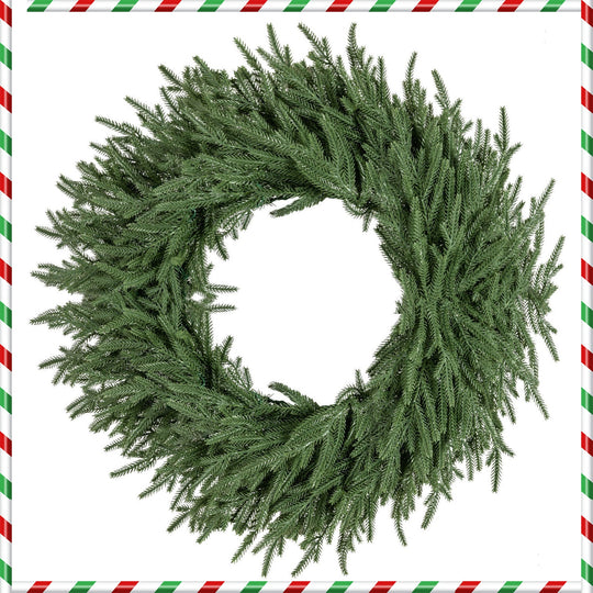 24 Inch Pre-lit Christmas Wreath with 108 Branch Tips and 35 Warm White LED Lights for Wall Window