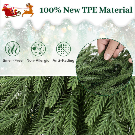 24 Inch Pre-lit Christmas Wreath with 108 Branch Tips and 35 Warm White LED Lights for Wall Window