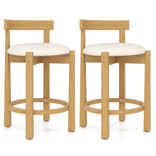 24 Inch Teddy Velvet Upholstered Counter Height Bar Stools with Backrests and Footrests