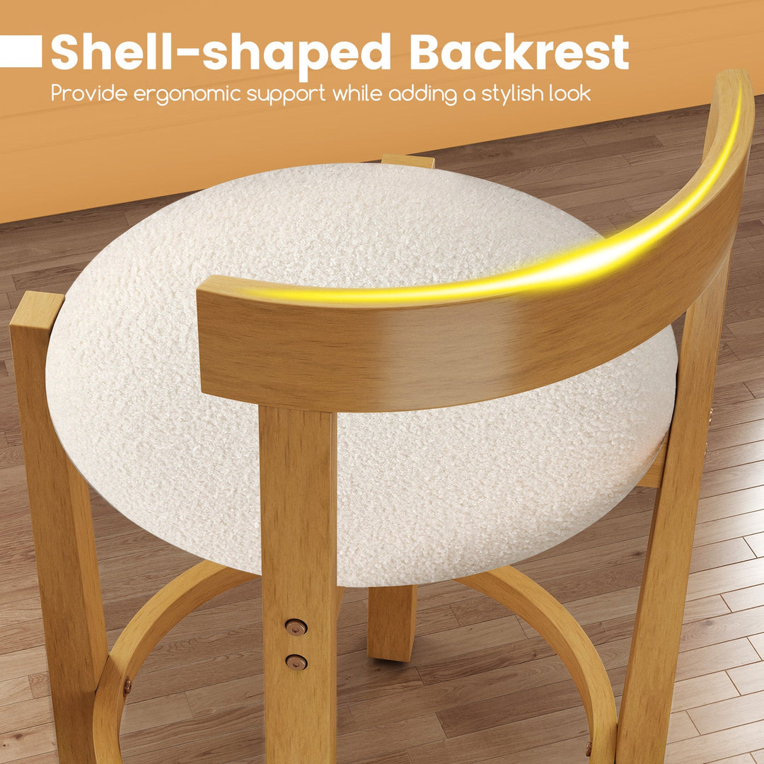 24 Inch Teddy Velvet Upholstered Counter Height Bar Stools with Backrests and Footrests