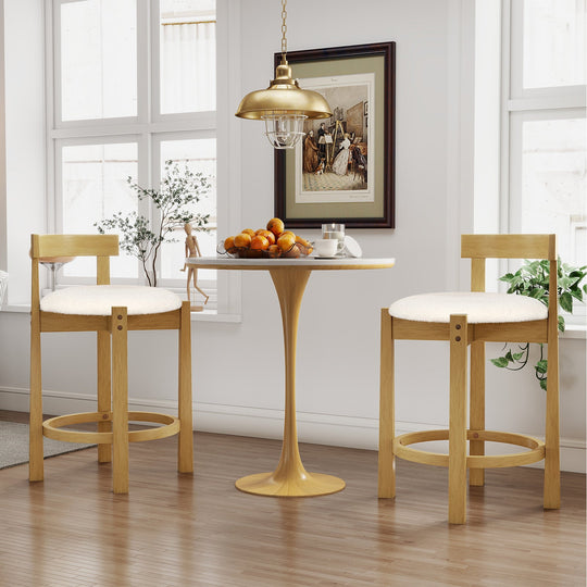 24 Inch Teddy Velvet Upholstered Counter Height Bar Stools with Backrests and Footrests