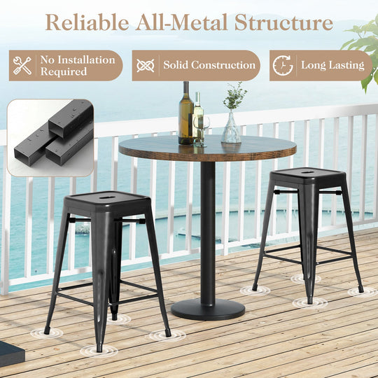 24 Inch Set of 4 Tolix Style Counter Height Barstool Stackable Chair