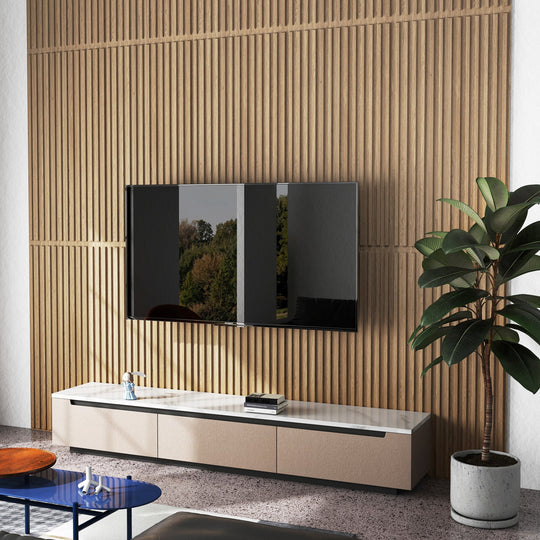 24-Pack PVC Slat Wall Panels for Interior Wall Decoration for Living Room and TV Background