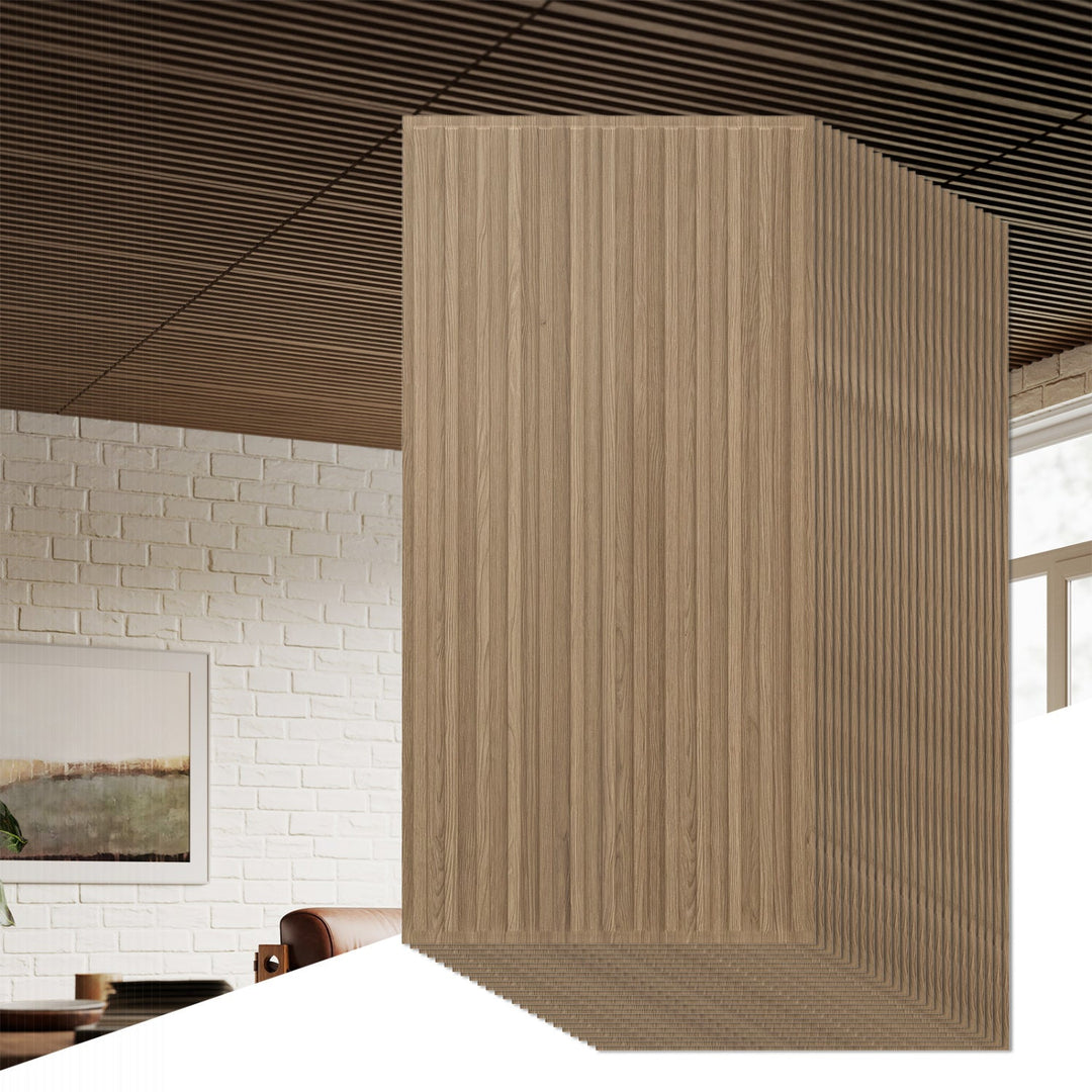 24-Pack PVC Slat Wall Panels for Interior Wall Decoration for Living Room and TV Background