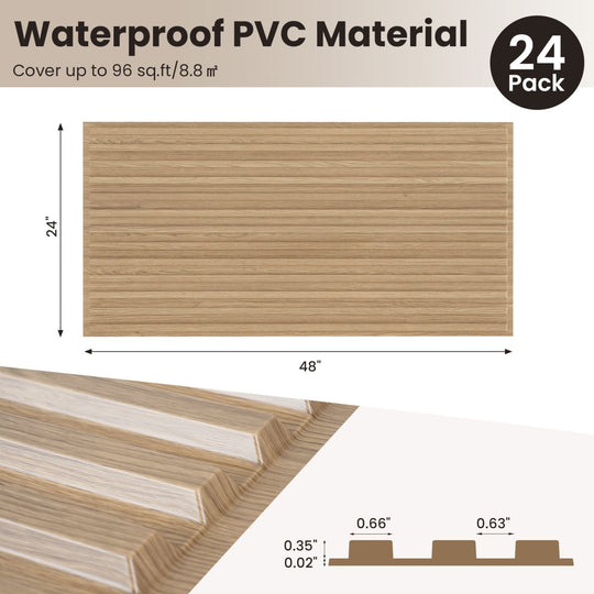 24-Pack PVC Slat Wall Panels for Interior Wall Decoration for Living Room and TV Background