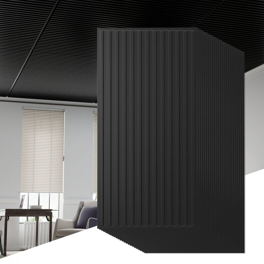 24-Pack PVC Slat Wall Panels for Interior Wall Decoration for Living Room and TV Background