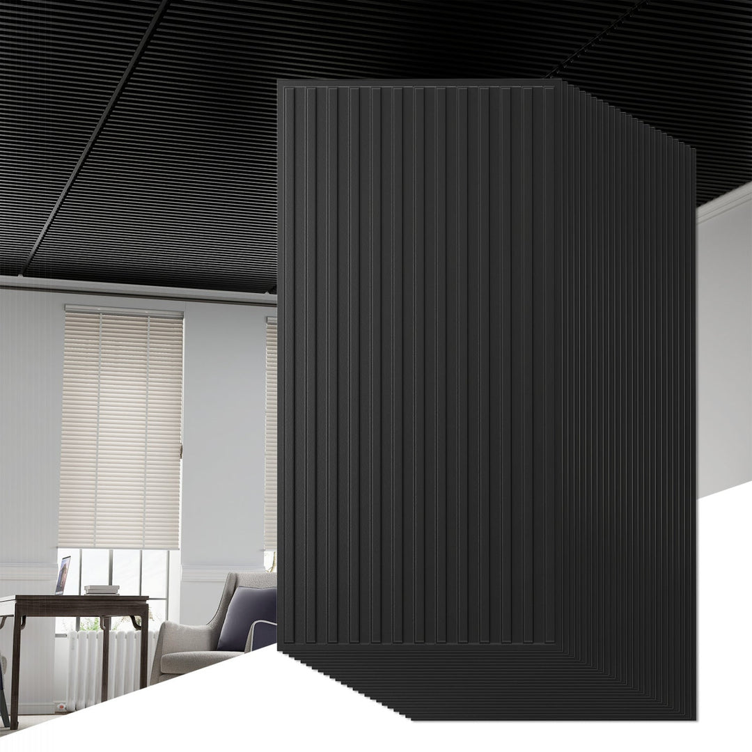 24-Pack PVC Slat Wall Panels for Interior Wall Decoration for Living Room and TV Background
