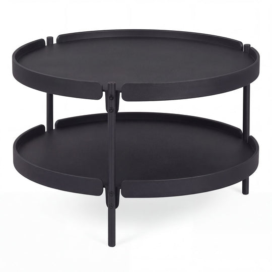 24" Round Coffee Table Plastic Side Table with Metal Legs