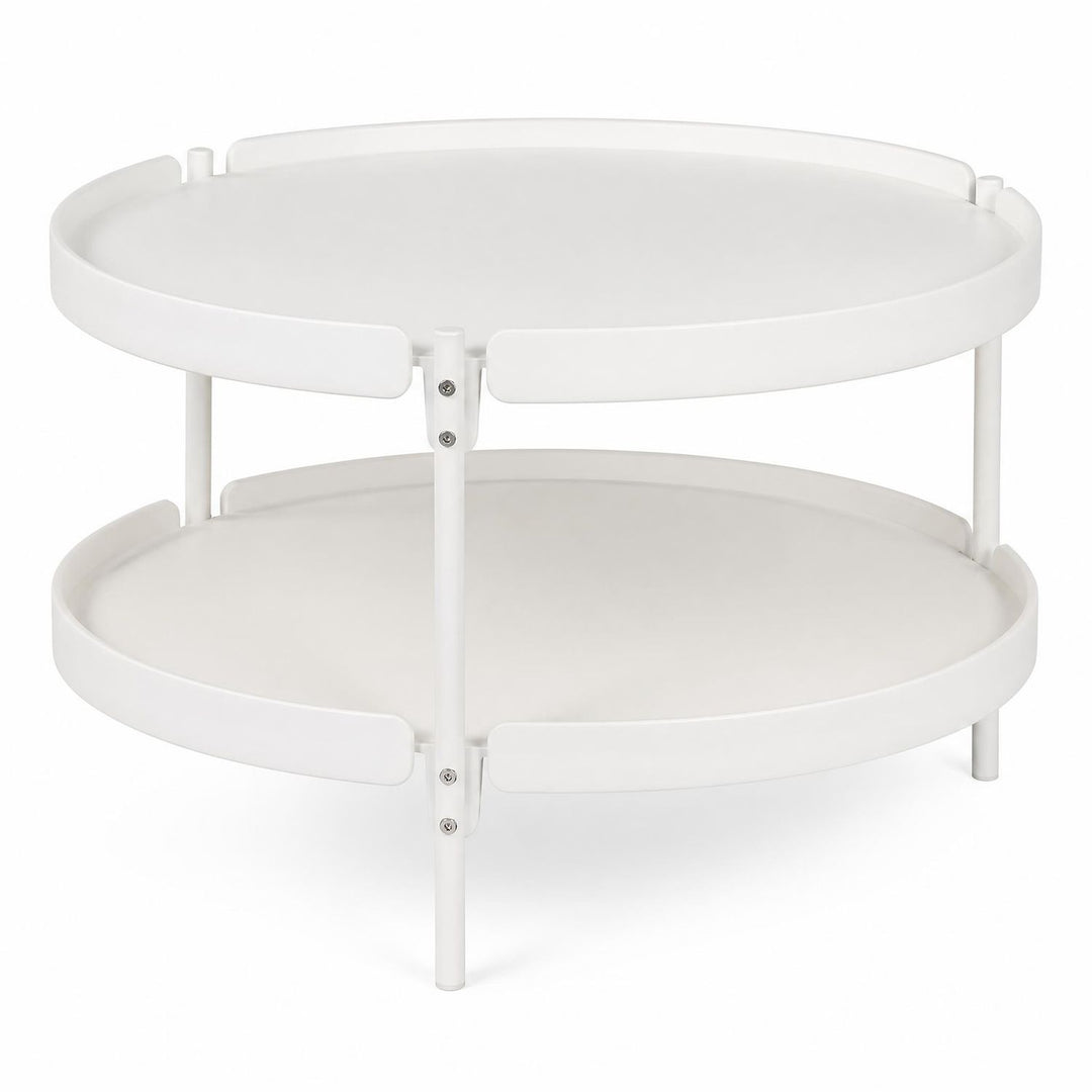 24" Round Coffee Table Plastic Side Table with Metal Legs