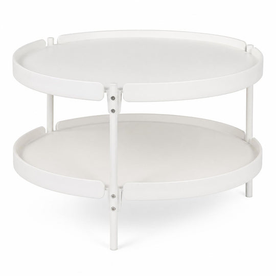 24" Round Coffee Table Plastic Side Table with Metal Legs