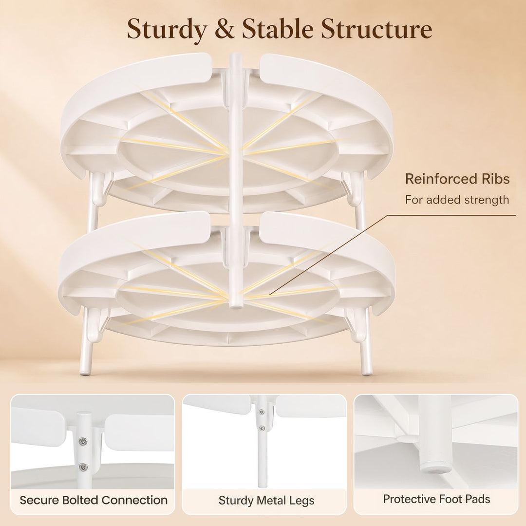 24" Round Coffee Table Plastic Side Table with Metal Legs