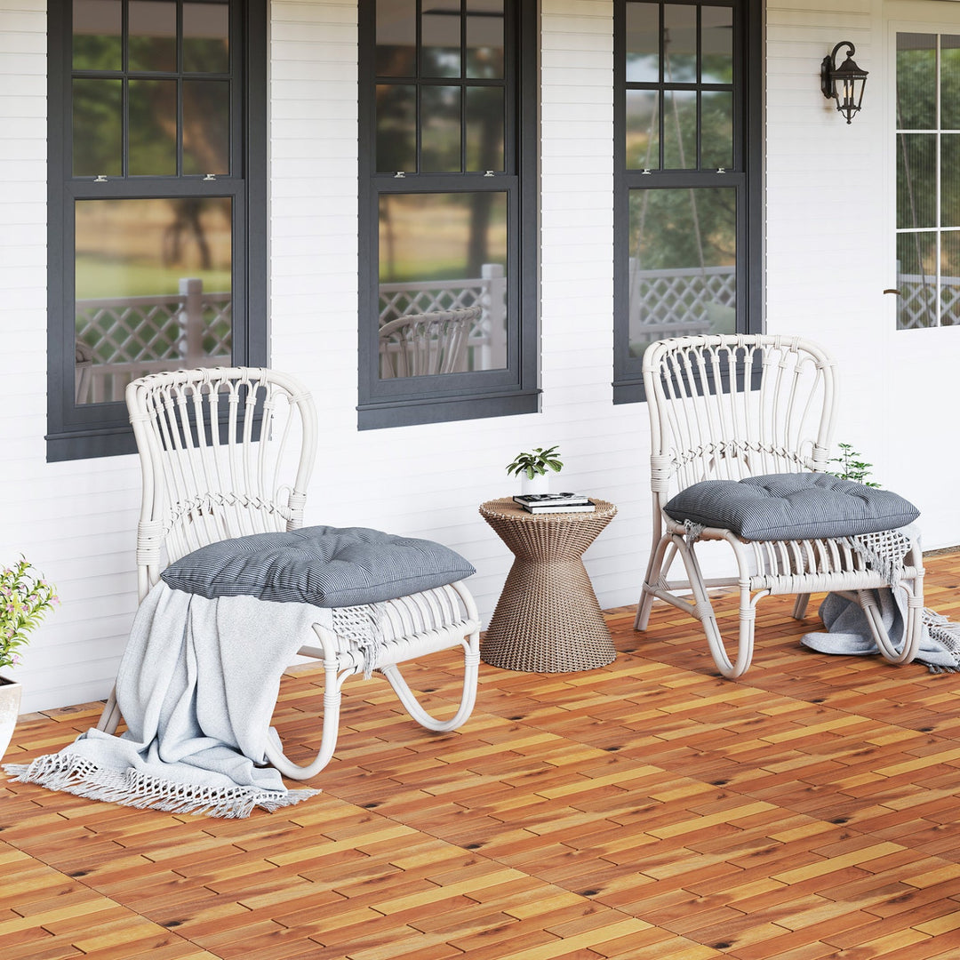 Acacia Wood Interlocking Deck Tiles - 12 Pieces, 24x12 Inch