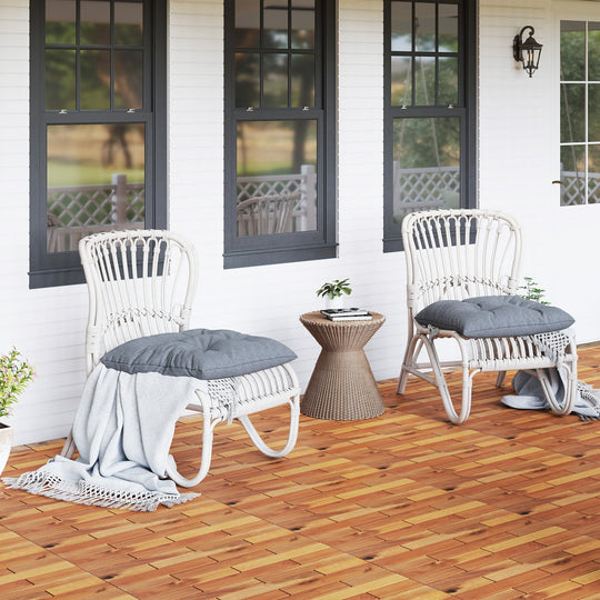 Acacia Wood Interlocking Deck Tiles - 12 Pieces, 24x12 Inch
