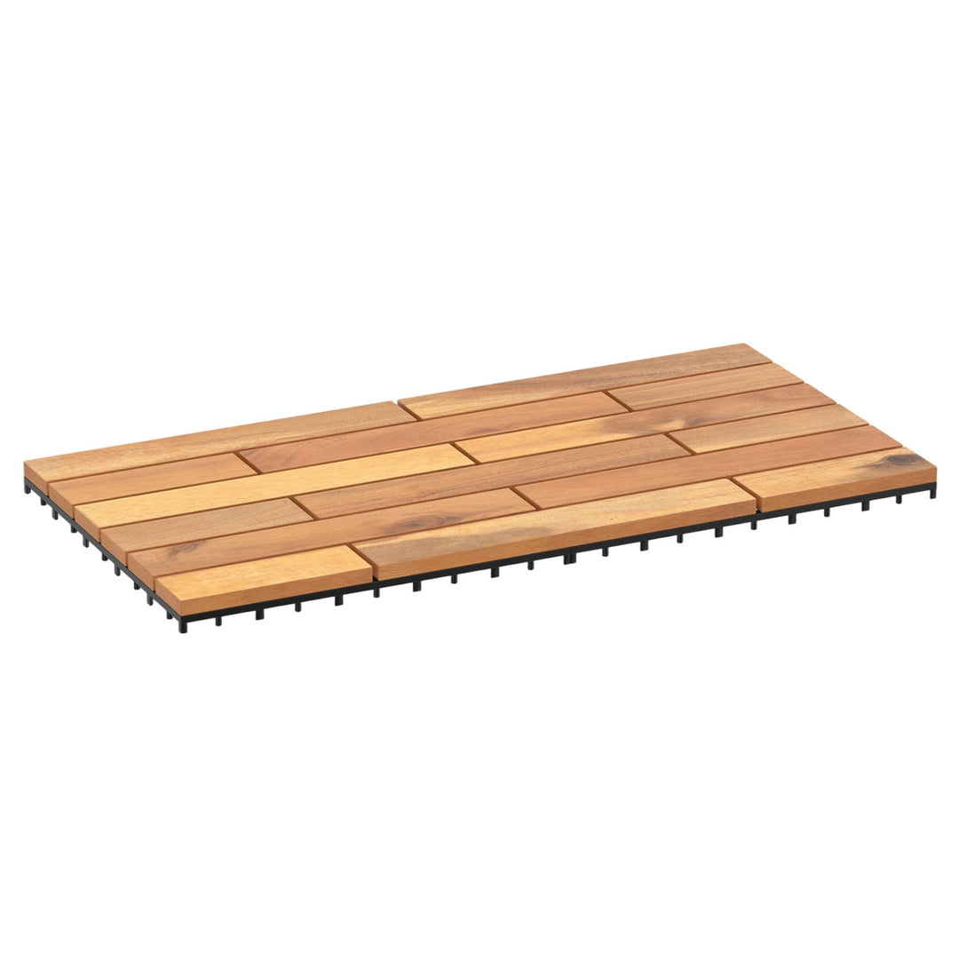 Acacia Wood Interlocking Deck Tiles 24x12 Inch - 24 Pack
