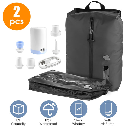 17L Vacuum Storage Bags with Rechargeable Pump (2-Pack)