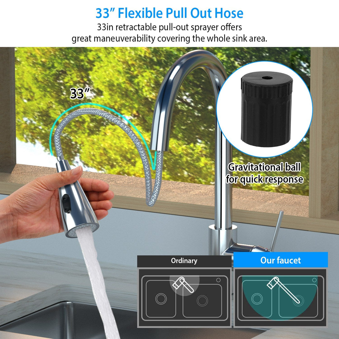 Automatic Touch Sensor Faucet Single Handle Pull Out Sink Faucet with Hot Cold Water Control