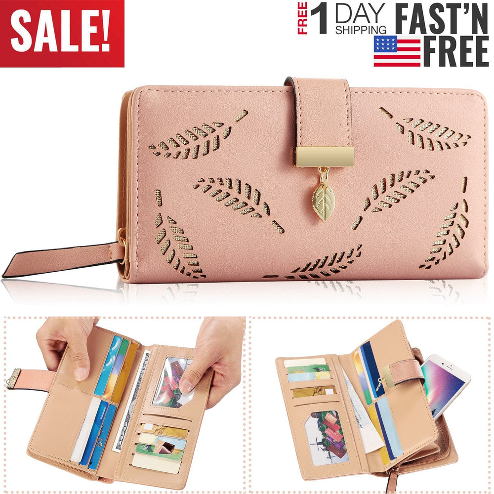 Women Wallet PU Leather Lady Long Purse Phone Clutch Case Credit Card Holder 11 Card Slots 1ID Window 5 Money Pouch