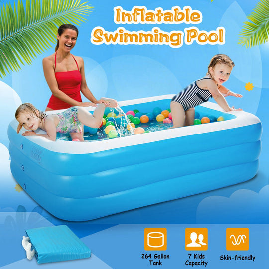 Inflatable Swimming Pools Family Swim Play Center Pool Blow up Kiddie Pool for Family Inflatable Lounge Pool for Kids Baby Adult Inflatable Water Ball