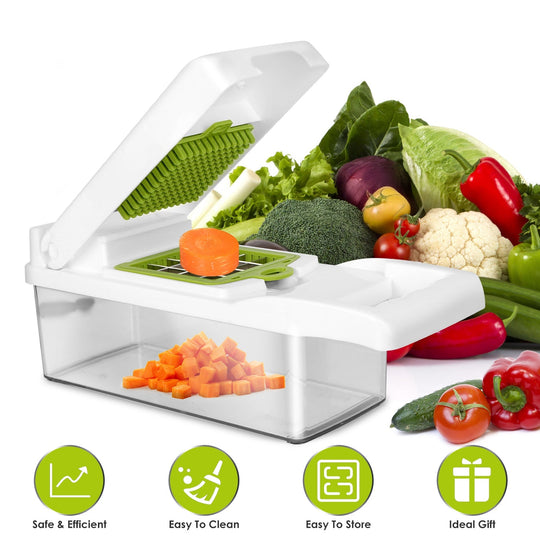 12 In 1 Vegetable Chopper with Container Kitchen Food Slicer Dicer Grater Peeler Egg Separator Hand Protector for Onion Salad Potato