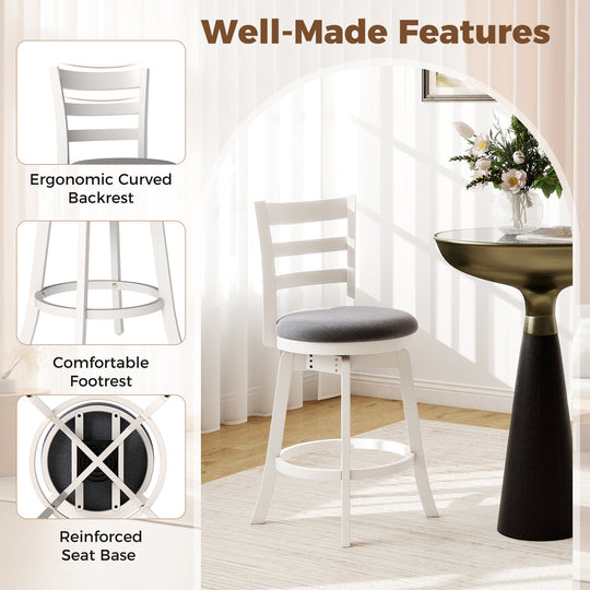 25"/30.5" Swivel Barstools Set of 2 360¬∞ Rotating Bar/Counter Height Chairs with Upholstered Seat