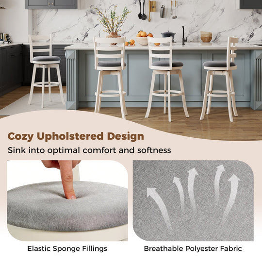 25"/30.5" Swivel Barstools Set of 2 360¬∞ Rotating Bar/Counter Height Chairs with Upholstered Seat