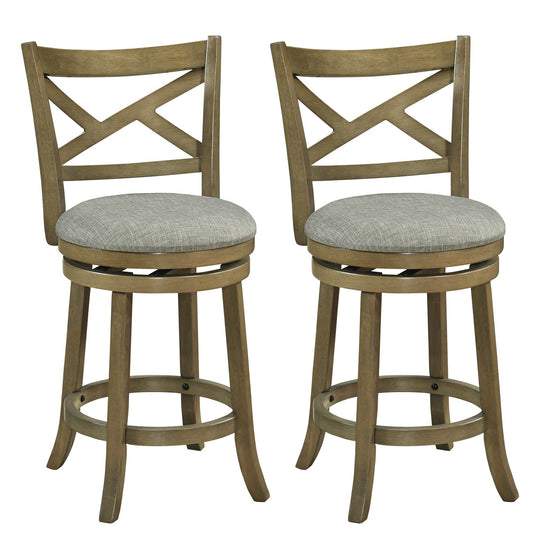 25/30 Inch Swivel Bar Stools Set of 2 with Backrests and Wood Frame