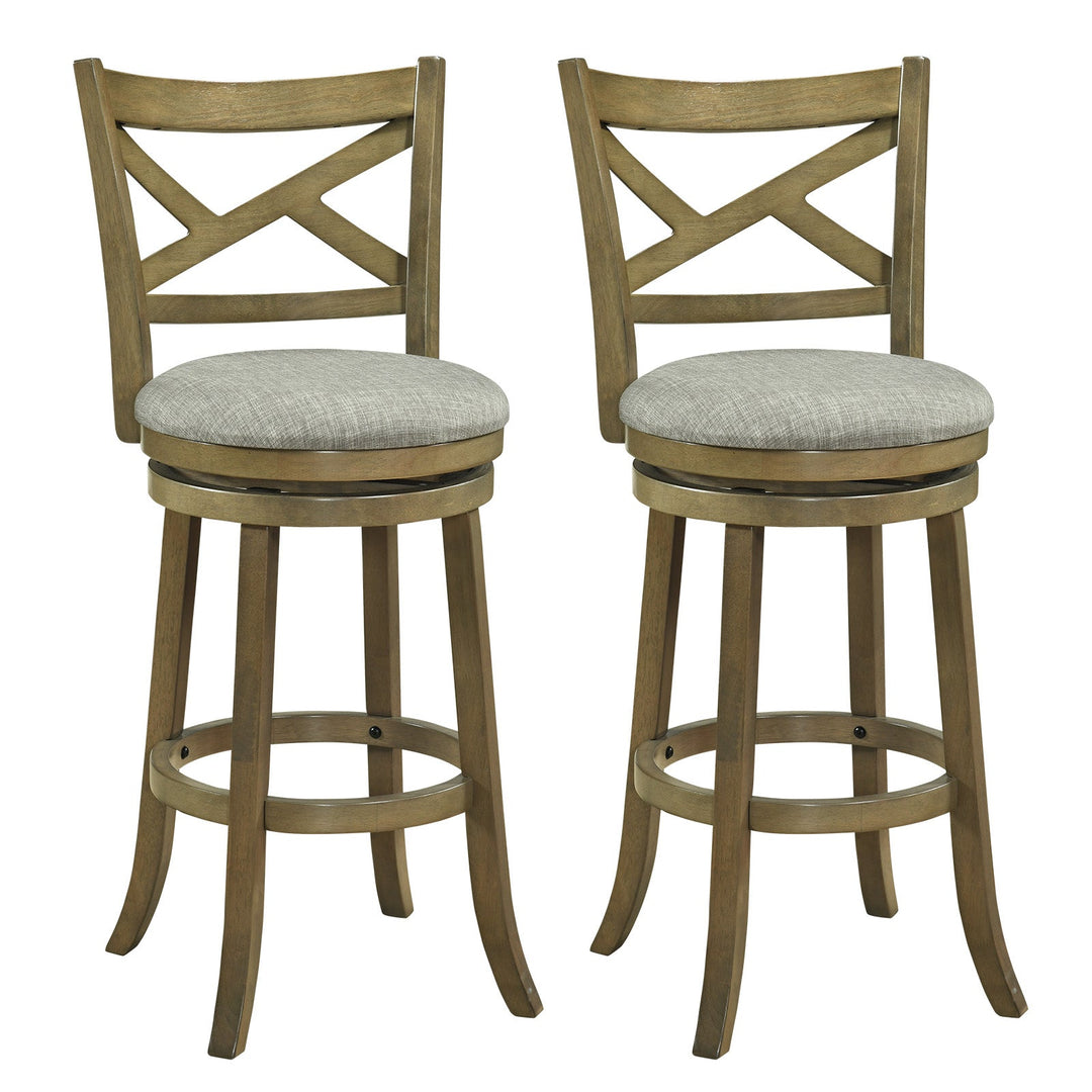 25/30 Inch Swivel Bar Stools Set of 2 with Backrests and Wood Frame