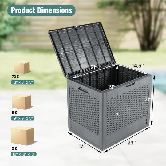 25 Gallon Outdoor Storage Box with Rattan Patterns