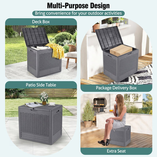 25 Gallon Outdoor Storage Box with Rattan Patterns