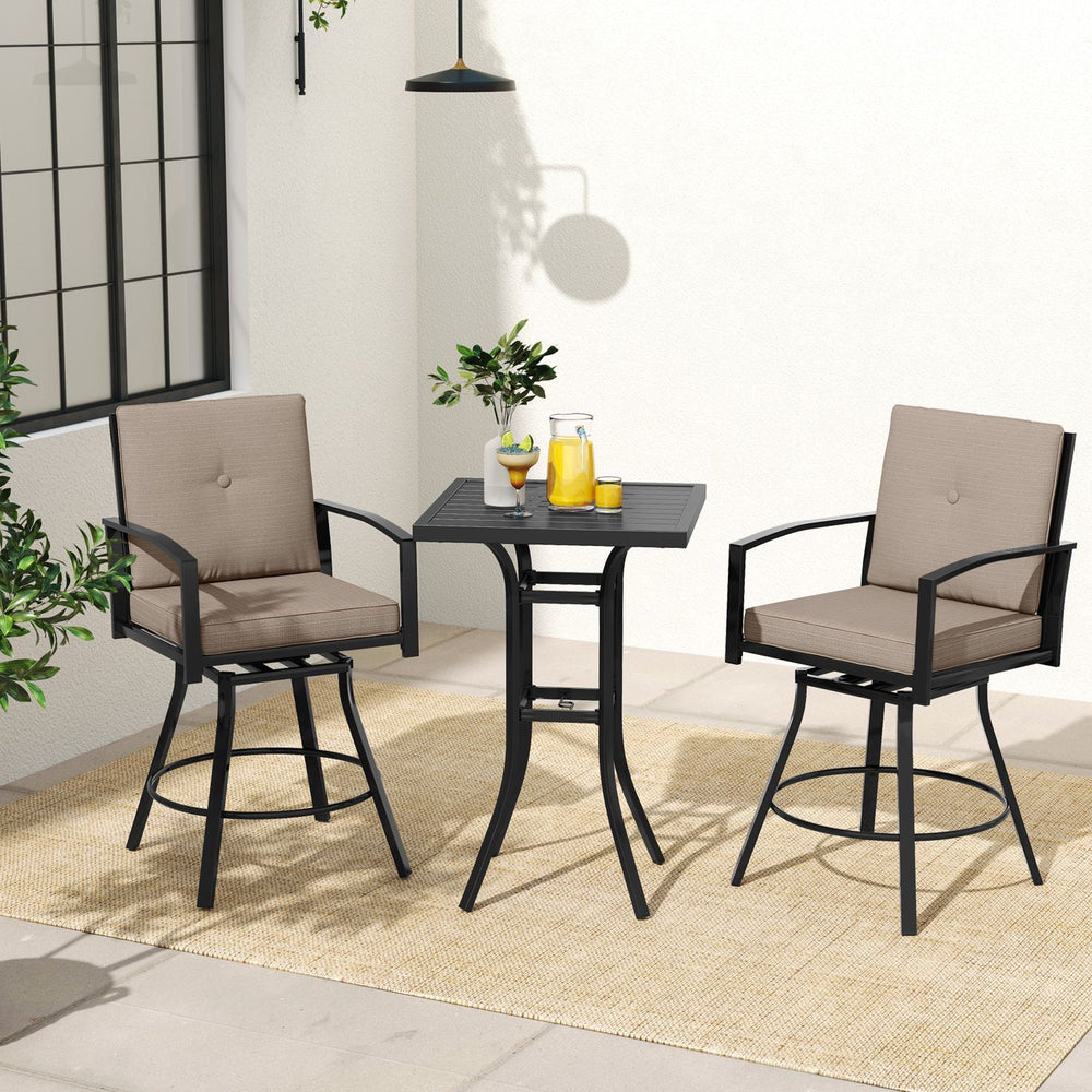 25" Square Patio Dining Table with 1.57" Umbrella Hole Metal Frame for Patio-Black