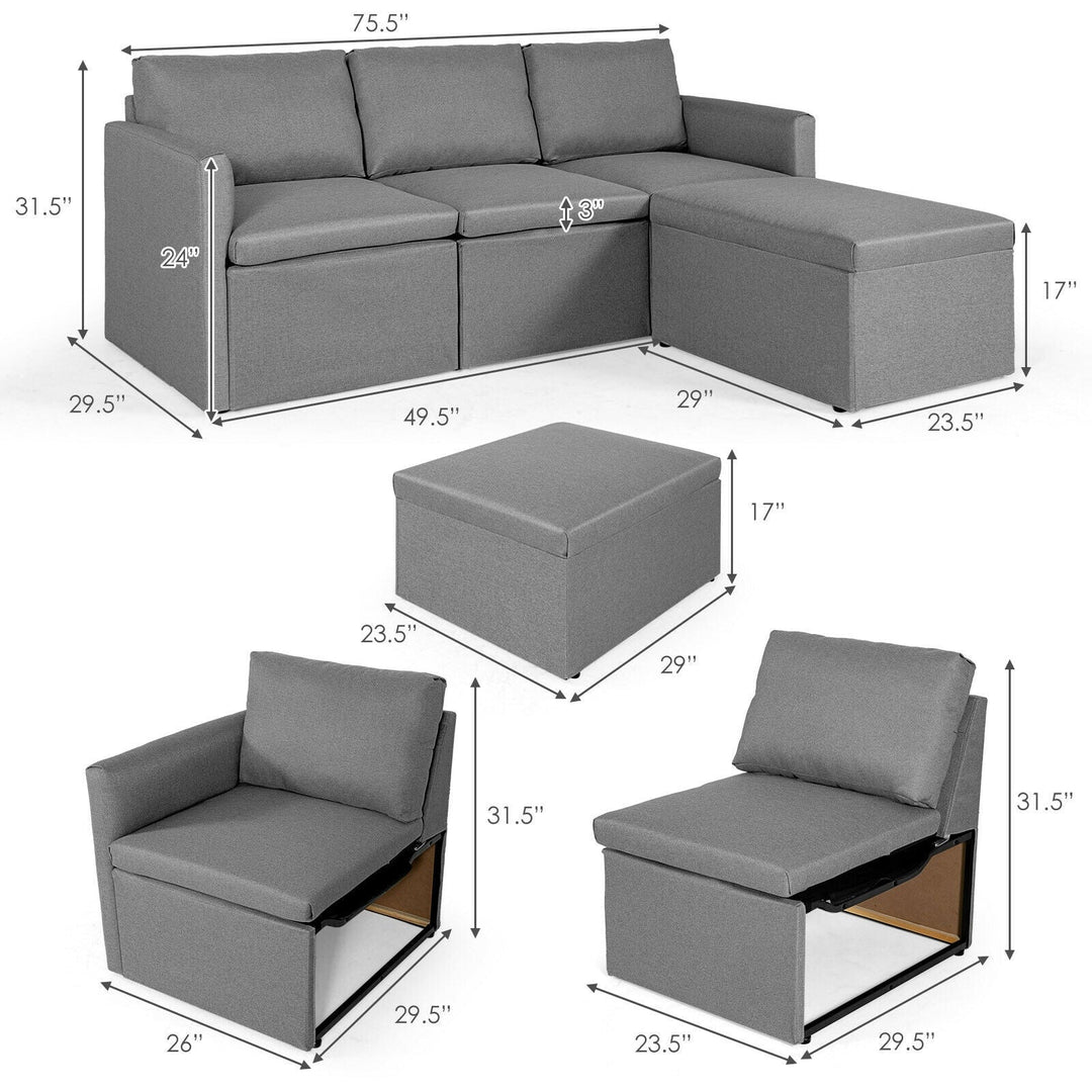 Convertible L-Shaped Sectional Sofa Couch with Reversible Chaise