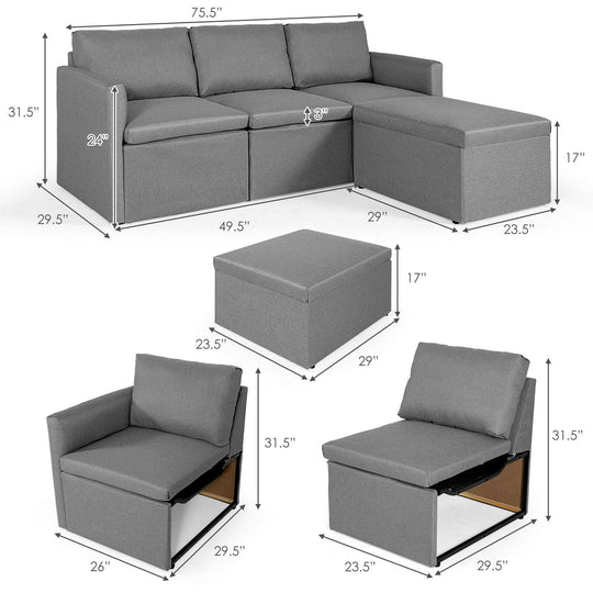 Convertible L-Shaped Sectional Sofa Couch with Reversible Chaise