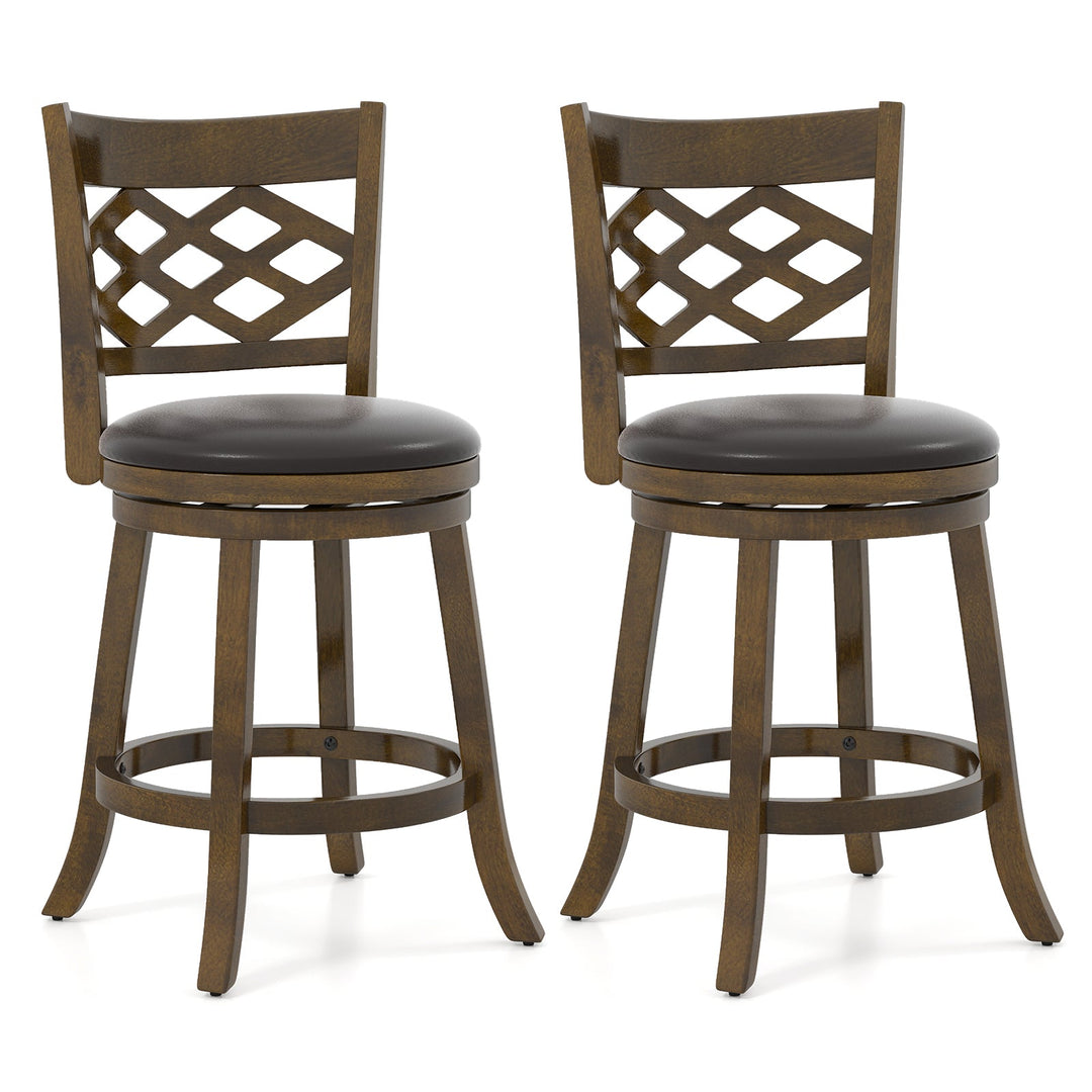 26 Inch Counter Height Bar Stools Set of 2 with Rubber Wood Frame