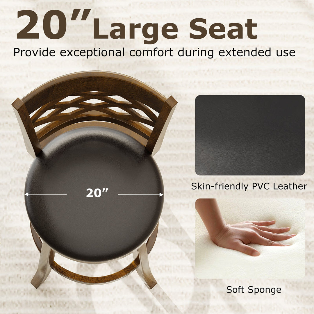 26 Inch Counter Height Bar Stools Set of 2 with Rubber Wood Frame