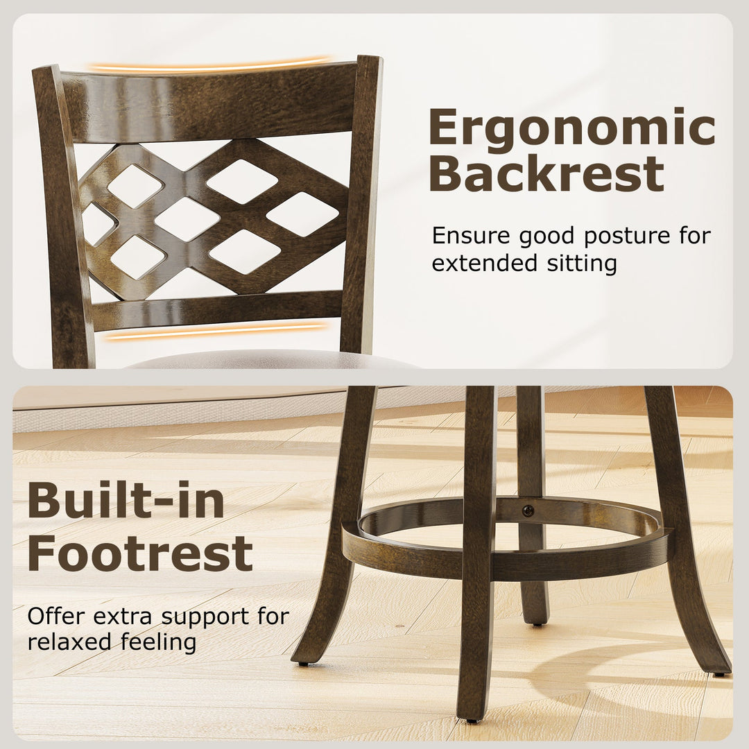 26 Inch Counter Height Bar Stools Set of 2 with Rubber Wood Frame